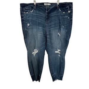 Torrid High Rise Distressed Straight Jeans Size 28 Cotton Spandex Blend